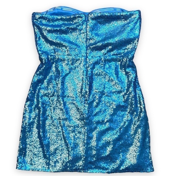 lulu’s Splendid Soiree Bright Blue Sequin Strapless Mini Dress - Picture 5 of 8